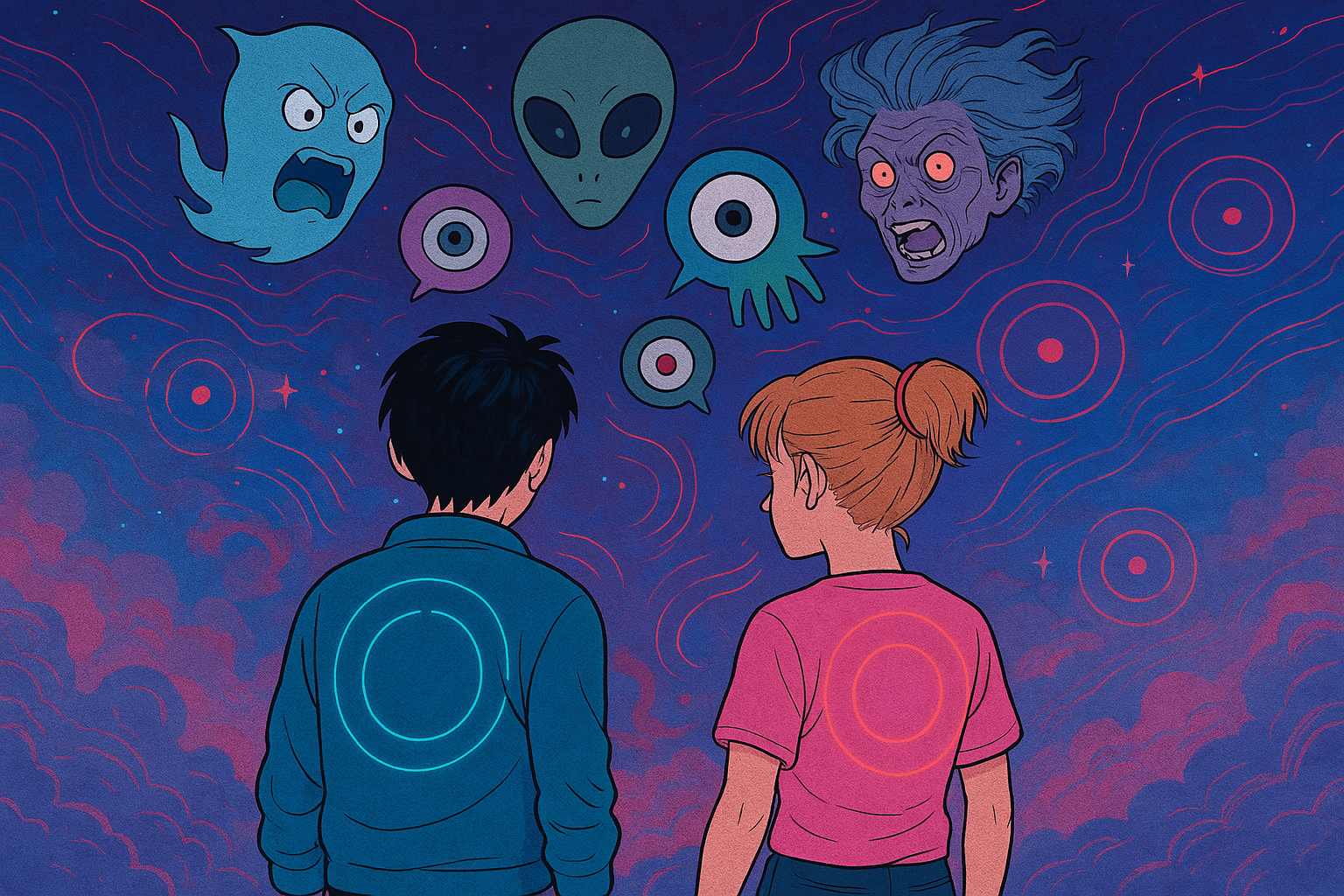 Representação de Momo e Okarun de Dandadan na análise psicológica do anime